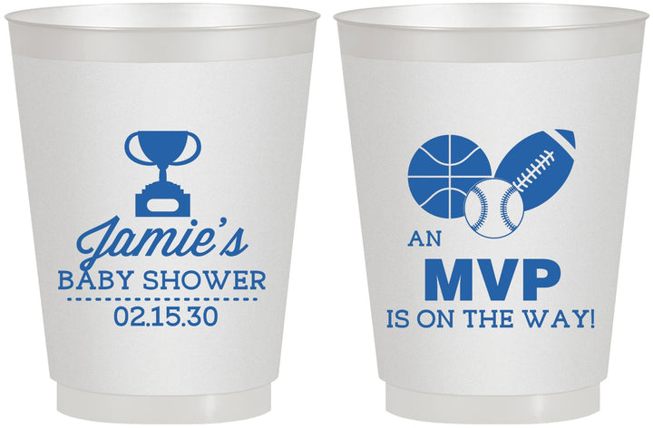 Personalized Baby Shower 16 oz Frosted Cups - Sports Mvp | 90141