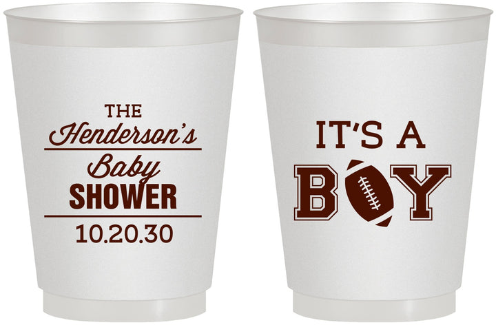 Personalized Baby Shower 16 oz Frosted Cups - Football | 90142
