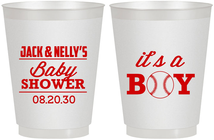 Personalized Baby Shower 16 oz Frosted Cups - Baseball Its A Boy | 90143