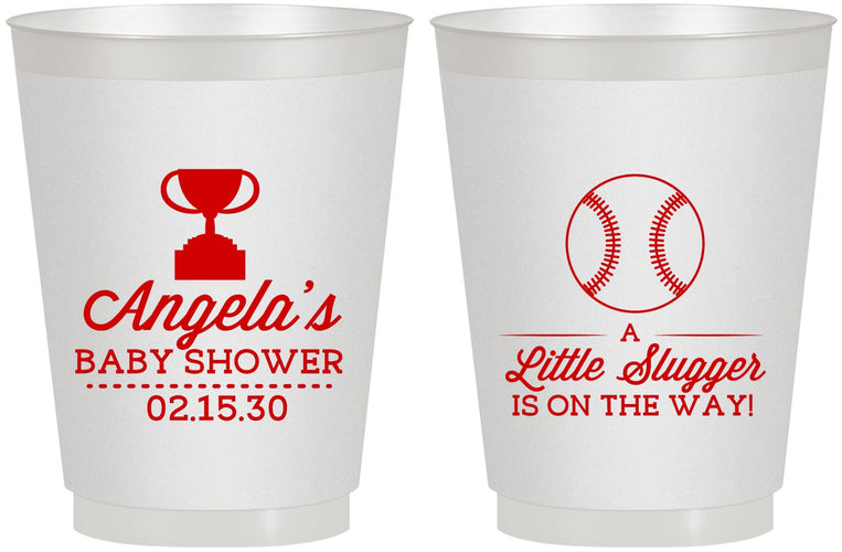 Personalized Baby Shower 16 oz Frosted Cups - Baseball Little Slugger | 90145