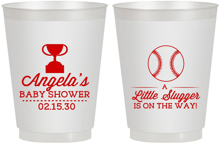 Personalized Baby Shower 16 oz Frosted Cups - Baseball Little Slugger | 90145