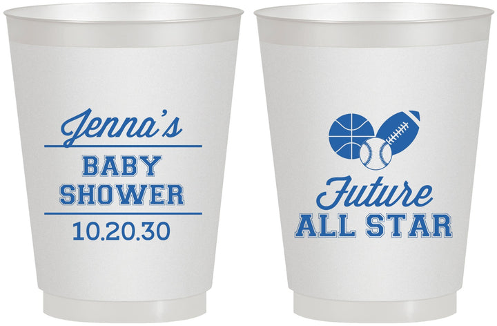 Personalized Baby Shower 16 oz Frosted Cups - Future All Star | 90146