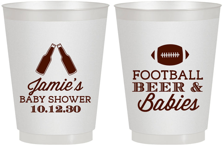 Personalized Baby Shower 16 oz Frosted Cups - Football Beer Babies | 90147