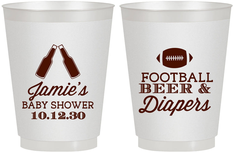 Personalized Baby Shower 16 oz Frosted Cups - Football Beer Diapers | 90148