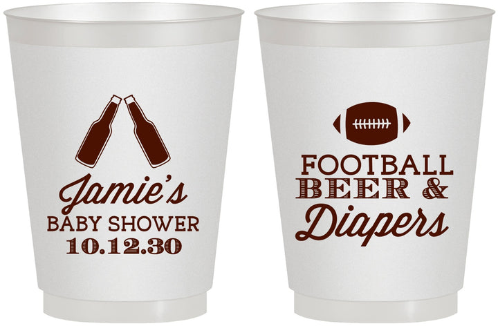 Personalized Baby Shower 16 oz Frosted Cups - Football Beer Diapers | 90148
