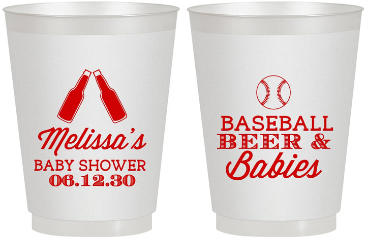 Personalized Baby Shower 16 oz Frosted Cups - Baseball Beer Diapers | 90149