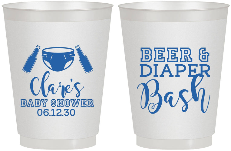 Personalized Baby Shower 16 oz Frosted Cups - Beer Diapers Bash | 90151