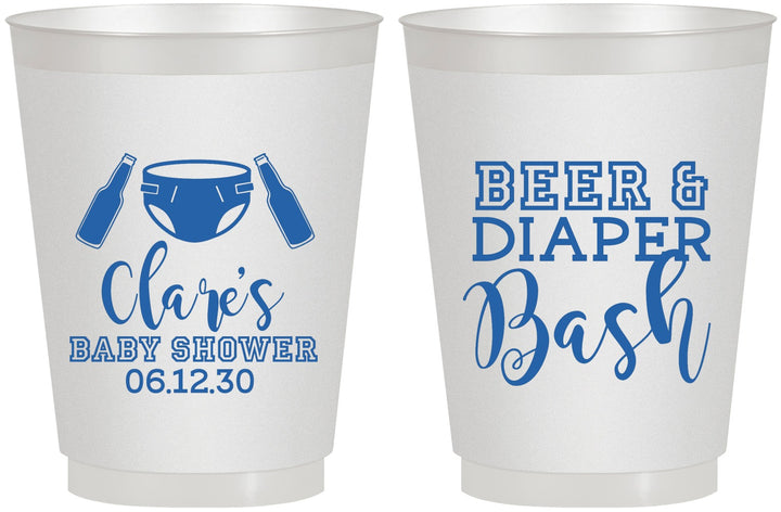 Personalized Baby Shower 16 oz Frosted Cups - Beer Diapers Bash | 90151