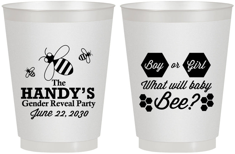 Personalized Baby Shower 16 oz Frosted Cups - Gender Reveal Bee | 90152