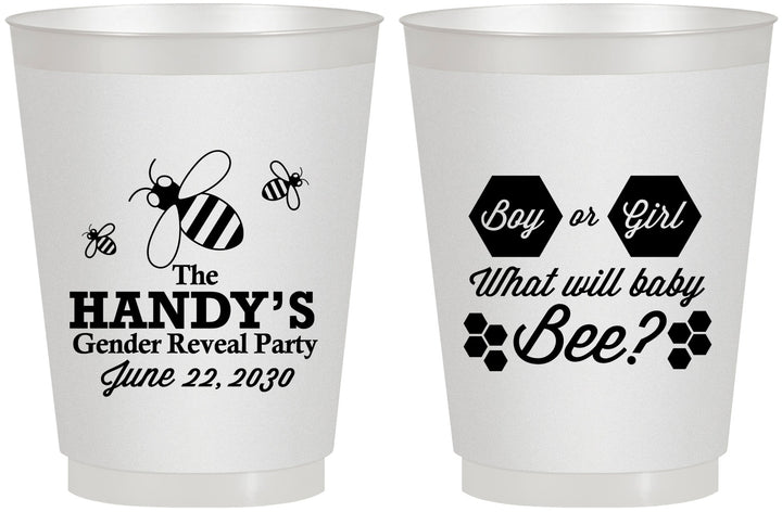 Personalized Baby Shower 16 oz Frosted Cups - Gender Reveal Bee | 90152