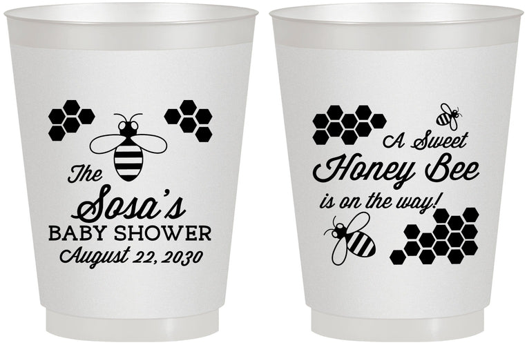 Personalized Baby Shower 16 oz Frosted Cups - Honey Bee | 90154