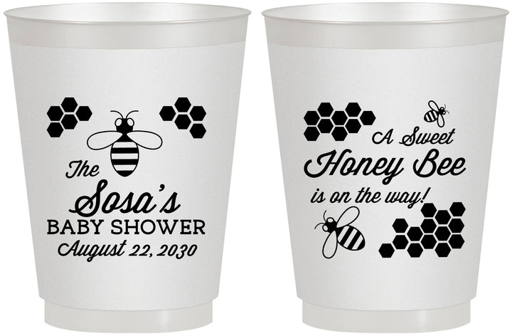 Personalized Baby Shower 16 oz Frosted Cups - Honey Bee | 90154