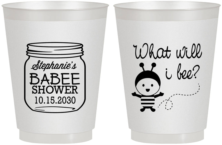 Personalized Baby Shower 16 oz Frosted Cups - What Will I Bee | 90156