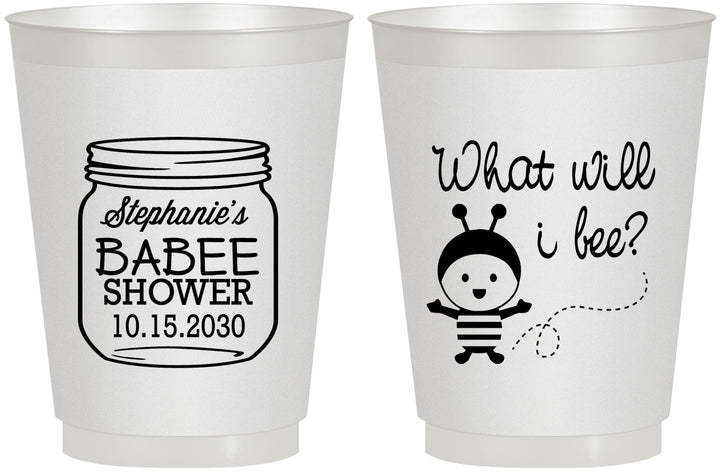 Personalized Baby Shower 16 oz Frosted Cups - What Will I Bee | 90156