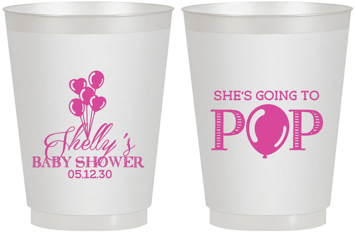 Personalized Baby Shower 16 oz Frosted Cups - Shes Going To Pop | 90157