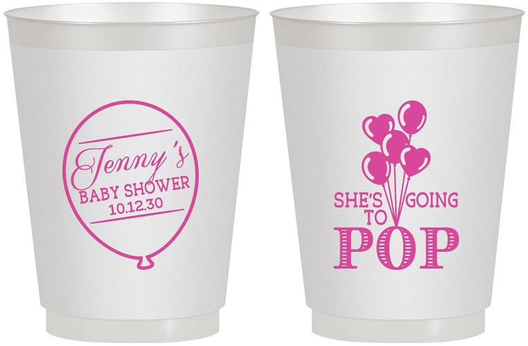 Personalized Baby Shower 16 oz Frosted Cups - Shes Going To Pop | 90160