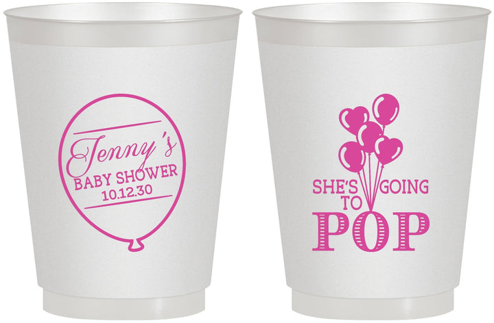Personalized Baby Shower 16 oz Frosted Cups - Shes Going To Pop | 90160