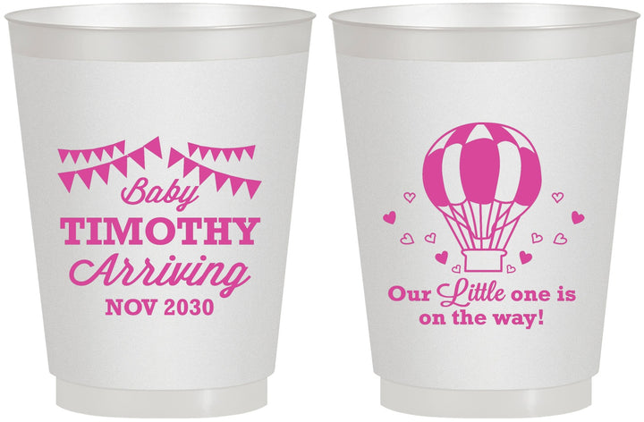 Personalized Baby Shower 16 oz Frosted Cups - Hot Air Balloon | 90162
