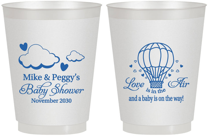 Personalized Baby Shower 16 oz Frosted Cups - Love Is In The Air | 90163