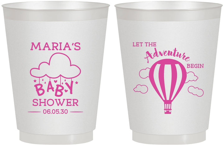Personalized Baby Shower 16 oz Frosted Cups - Hot Air Balloon | 90164