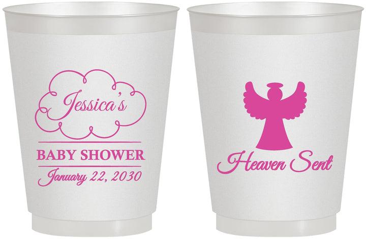 Personalized Baby Shower 16 oz Frosted Cups - Heaven Sent | 90166