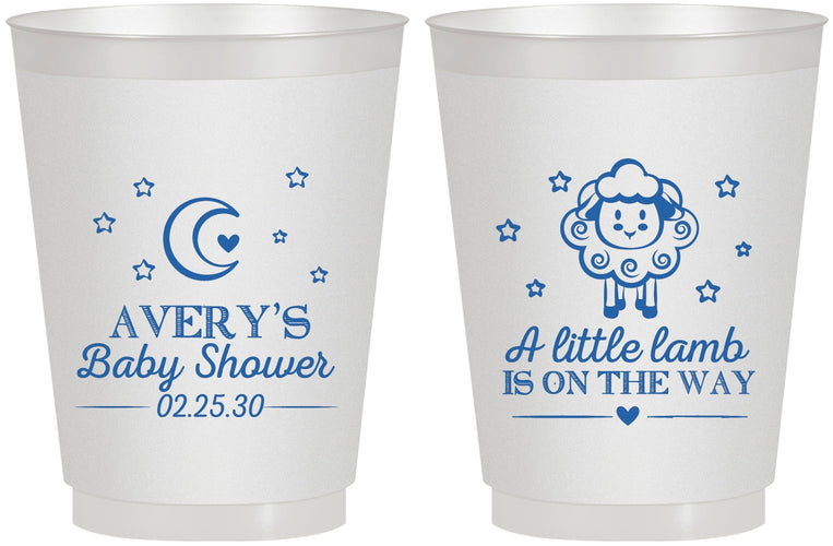 Personalized Baby Shower 16 oz Frosted Cups - Little Lamb On The Way | 90167