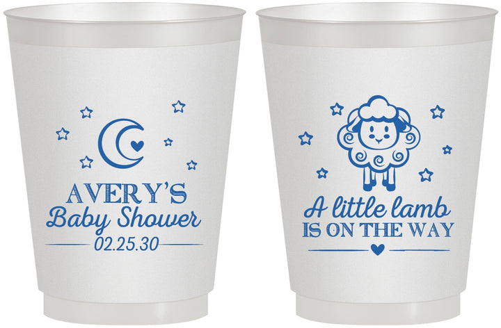 Personalized Baby Shower 16 oz Frosted Cups - Little Lamb On The Way | 90167