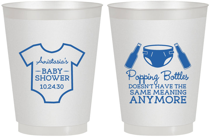 Personalized Baby Shower 16 oz Frosted Cups - Popping Bottles | 90169