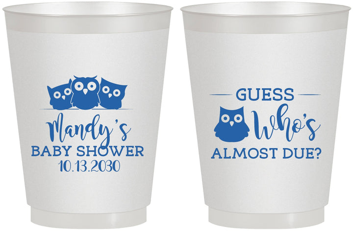 Personalized Baby Shower 16 oz Frosted Cups - Owl Whos Almost Due | 90170