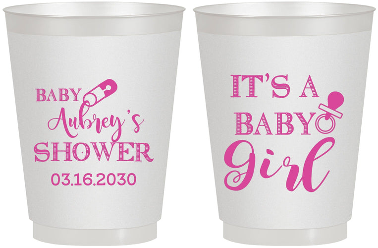 Personalized Baby Shower 16 oz Frosted Cups - Baby Girl | 90171