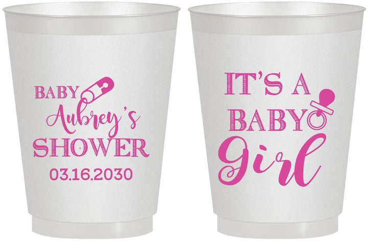 Personalized Baby Shower 16 oz Frosted Cups - Baby Girl | 90171