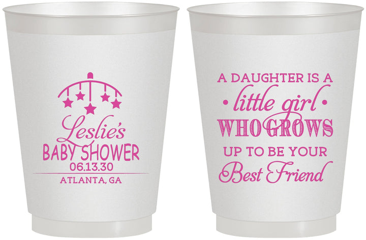 Personalized Baby Shower 16 oz Frosted Cups - Little Girls Best Friend | 90173