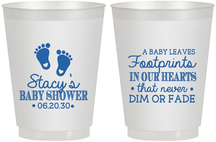 Personalized Baby Shower 16 oz Frosted Cups - Footprints | 90176