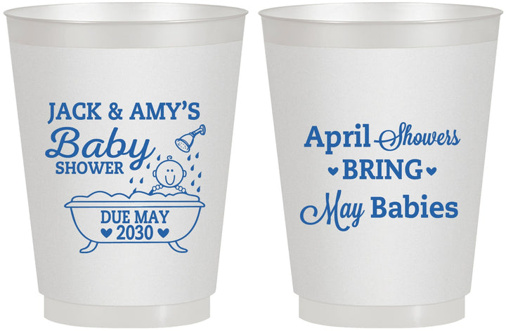 Personalized Baby Shower 16 oz Frosted Cups - April Showers May Babies | 90181