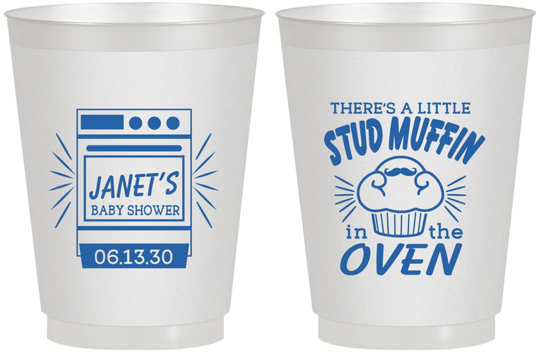 Personalized Baby Shower 16 oz Frosted Cups - Stud Muffin | 90182