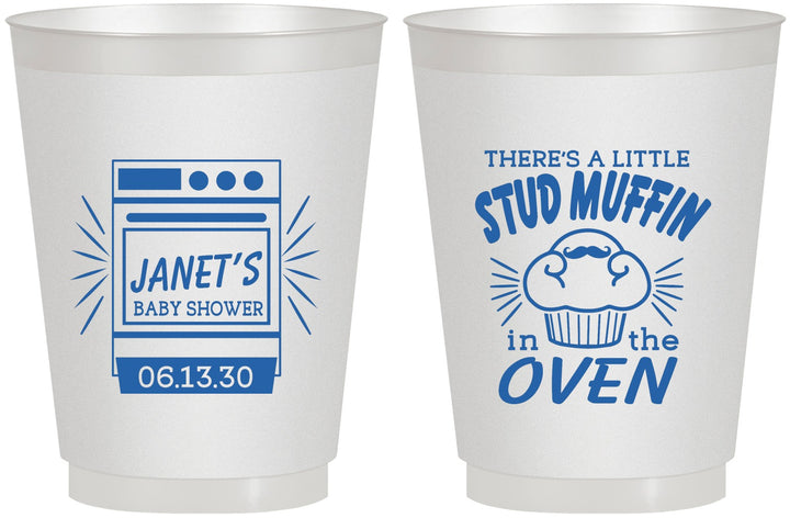Personalized Baby Shower 16 oz Frosted Cups - Stud Muffin | 90182