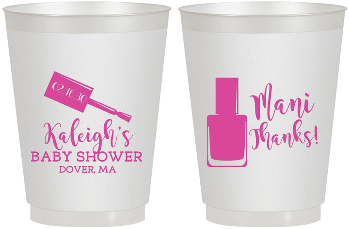 Personalized Baby Shower 16 oz Frosted Cups - Mani Thanks | 90184