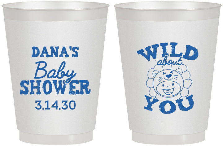 Personalized Baby Shower 16 oz Frosted Cups - Lion Wild About You | 90186