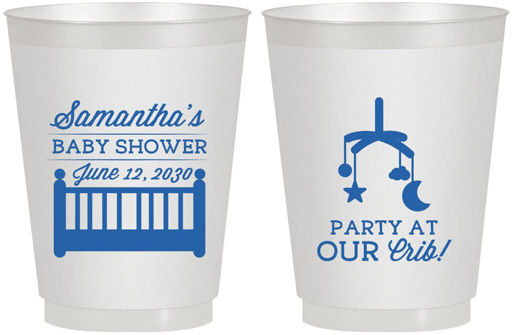 Personalized Baby Shower 16 oz Frosted Cups - Party At Our Crib | 90187