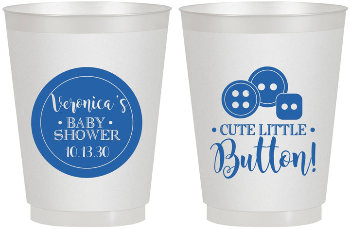 Personalized Baby Shower 16 oz Frosted Cups - Cute Little Button | 90189