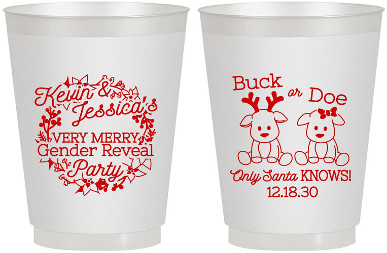 Personalized Baby Shower 16 oz Frosted Cups - Christmas Gender Reveal | 90193