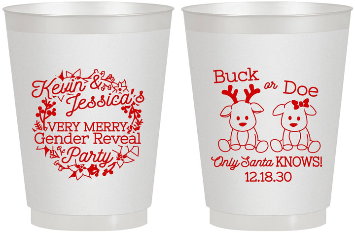 Personalized Baby Shower 16 oz Frosted Cups - Christmas Gender Reveal | 90193