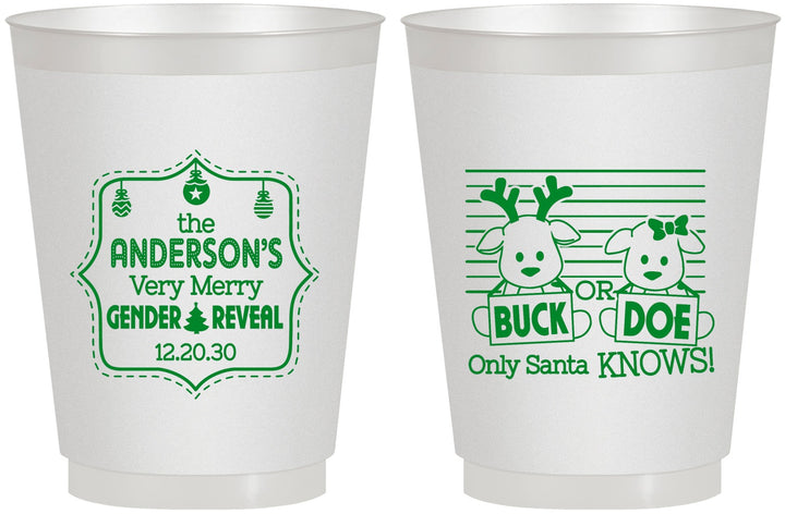 Personalized Baby Shower 16 oz Frosted Cups - Christmas Gender Reveal | 90194