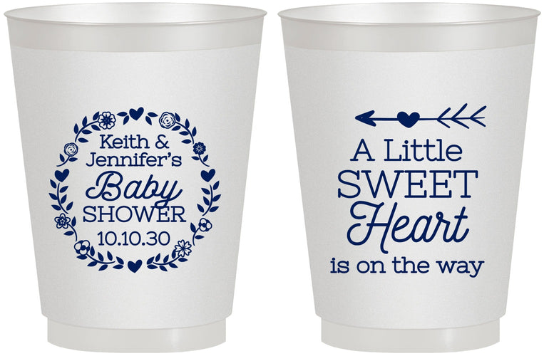Personalized Baby Shower 16 oz Frosted Cups - Little Sweet Heart | 90195