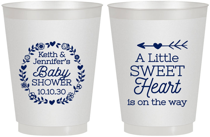 Personalized Baby Shower 16 oz Frosted Cups - Little Sweet Heart | 90195
