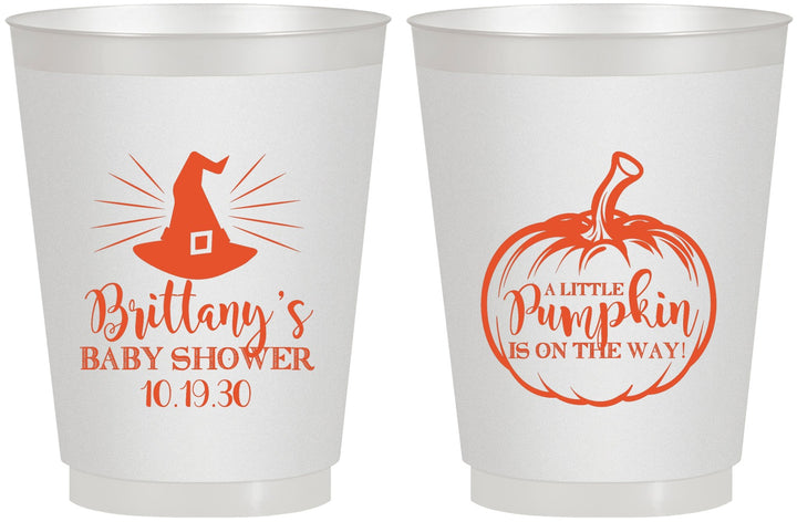 Personalized Baby Shower 16 oz Frosted Cups - Little Pumpkin Halloween | 90196