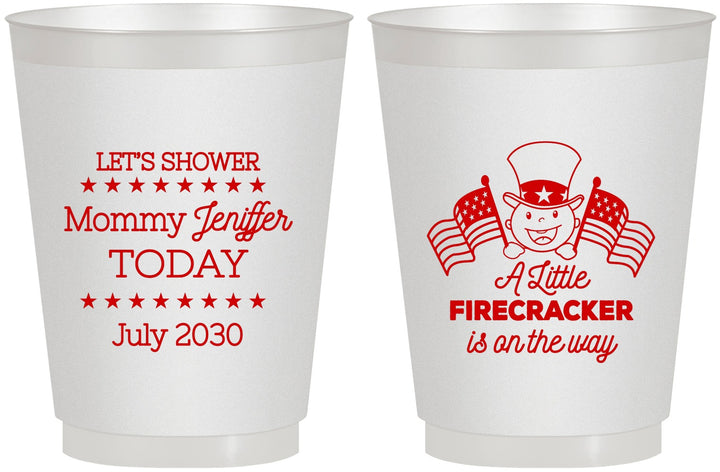 Personalized Baby Shower 16 oz Frosted Cups - Little Firecracker | 90198