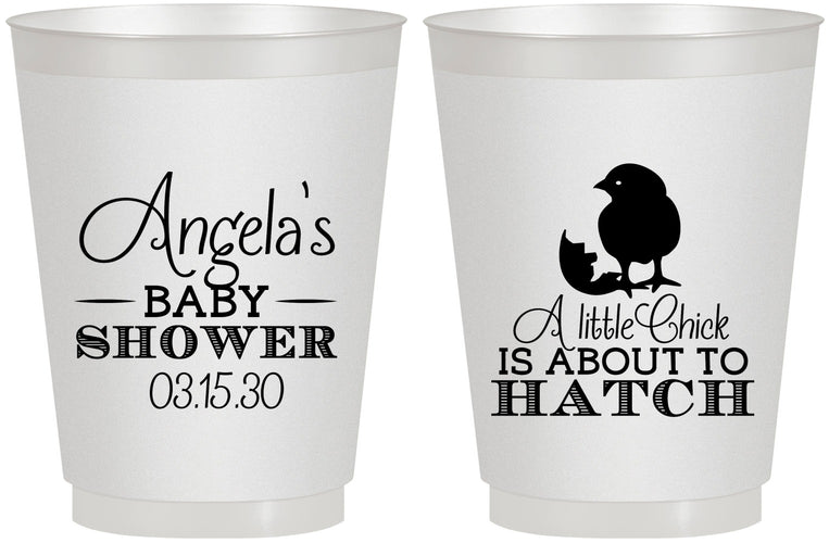 Personalized Baby Shower 16 oz Frosted Cups - Chick About To Hatch | 90199