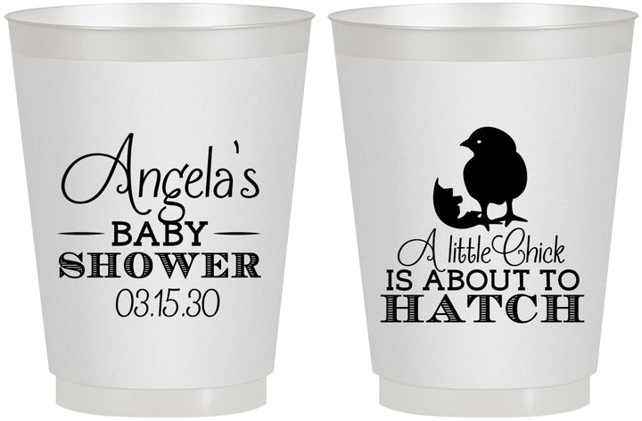 Personalized Baby Shower 16 oz Frosted Cups - Chick About To Hatch | 90199