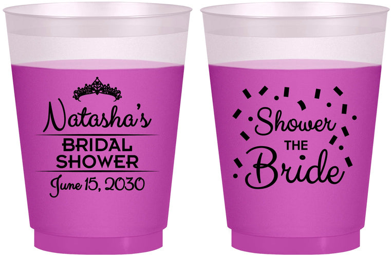 Custom Bridal Shower 16 oz Color Changing Frosted Cups - Shower The Bride | 100001